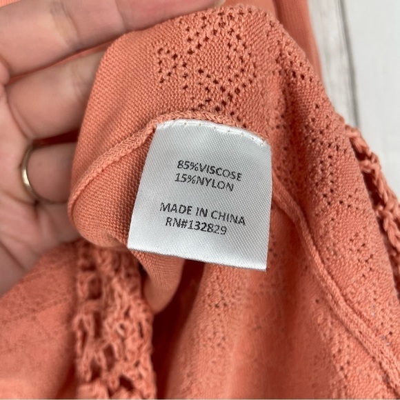 House of Harlow 1960 x Revolve peach knit crochet open sleeve sweater top XS - Picture 8 of 9